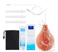 Douche Anale pour Femme et Homme, Kit de Nettoyage Intestinal avec Canule en Silicone de 29 cm, 3 Embouts de Douche, 1 Pochette de Rangement, 25 g de Gel Lubrifiant Soluble dans l'Eau (Marron)