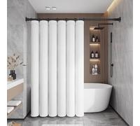 Douche blanche de 243,8 x 198,1 cm en polyester aspect lin avec poids imperméable pour salle de bain avec design solide pour les maisons modernes