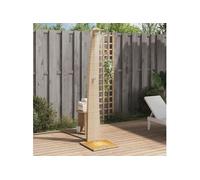 vidaXL Douche d'Extérieur, Meuble de Jardin avec Poignée Rotative, Douche de Piscine Patio Arrière-Cour, Beige Résine Tressée Bois Acacia