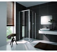 Douche d'angle en corail porte coulissante en deux parties avec panneau fixe myDay ESF2 90/75 875-895x725-745x2000mm, VB029S1220AA1, Cabines de douche: Cadre : Argent mat, Verre : ESG