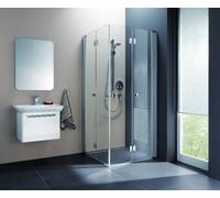 Douche d'angle en corail Porte pliante pendulaire demi myDay EFTS R 80, 765-785x2000mm, VB01308020DP1, Cabines de douche: Cadre : Argent poli, Verre : ESG GlasPlus