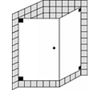 Douche d'angle SPRINZ Omega sur mesure avec porte battante ou porte avec panneau latéral, dimensions jusqu'à : 900x900x2000mm, O13.9SO, Cabines de douche: Ferrures : surface spéciale, type de verre : 
