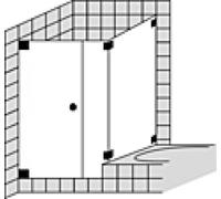 Douche d'angle SPRINZ Omega sur mesure avec porte battante ou porte avec partie latérale et paroi latérale raccourcie, dimensions jusqu'à : 900x900x2000mm, O18.9SOM, Cabines de douche: Ferrures : surf