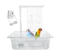 Douche de bain d'oiseaux, fontaine de douche perroquet avec eau courante - Accessoires de cage de baignoire de toilette pour Africains gris de tante grise cacatina conures perruches baignoire pour