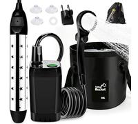 Douche de camping portable avec pompe, 6000 mAh, douche de camping avec fonction chauffante