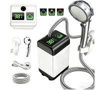 Douche de camping portable électrique rechargeable 6000mAh - 3 vitesses - écran température -Pompe électrique -Douche portable
