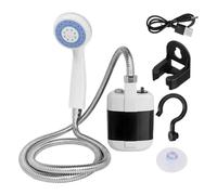 Douche de camping portable - électrique rechargeable - Douchette avec tube de 1,5 m, poignée antidérapante pour randonnée, plage, voyage, nettoyage des animaux domestiques et extérieur