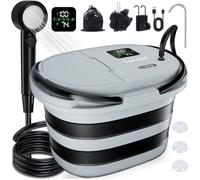 Douche de camping portable pliante : Unité intégrée 20L longue autonomie IPX8 batterie 13000mAh écran LED 5 vitesses réglables