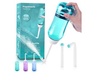 Douche de fesses 500 ml, douche de fesses avec bouton, douche popo avec double buse, bidet portable, intime Peri Bottle, intime pour femme, toilette étanche