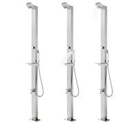 Douche de jardin, 220 cm, en acier inoxydable, de qualité supérieure, avec finition brossée, pour piscine et jacuzzi, durable et résistante aux intempéries