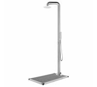 vidaXL Douche de jardin avec base gris 230 cm en acier inoxydable
