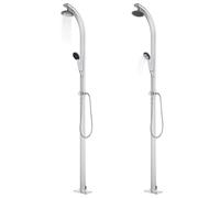 Douche de jardin avec plaque de fond grise 220 cm en aluminium - Accessoires pour piscine et jacuzzi pour douches extérieures, durable et élégant