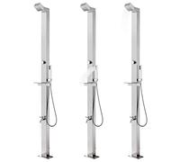 Douche de jardin en acier inoxydable de 220 cm de hauteur avec douche de tête, douchette à main et robinet de lavage des pieds pour piscine de jardin, jacuzzi, piscine, jacuzzi, piscine hors sol
