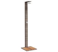 Douche de jardin grise en rotin synthétique et bois d'acacia 50 x 55 x 224 cm avec jet de douche rotatif, résistant aux UV, cadre en acier stable pour piscine de jardin et piscine extérieure