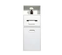 Douche de salle de bain en acier inoxydable avec porte amovible et poubelle personnalisée 20 x 66 cm Idéal pour les toilettes publiques et les parcs Finition blanche
