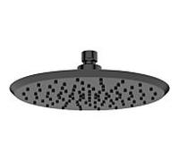 Pommeau de douche rond AquaCraft 100 225 mm noir mat | Douche de pluie en plastique ABS | Pommeau de douche 9 l/min économie d'eau | Pommeau de douche avec buses anticalcaires | Montage mural ou au pl