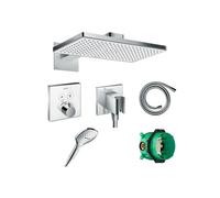 Douche de tête Rainmaker Select 460 + façade + douchette + flexible + corps encastré + coude de raccordement