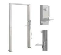 vidaXL Douche d'extérieur 48201 – Acier inoxydable, Double jet, Finition brossée 210 cm