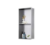 Douche en acier inoxydable 304 avec ancrage mural, double étagère de douche intégrée, support d'accessoires de bain, douche carrelée élégante finition argentée.