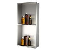 Douche en acier inoxydable avec 2 niveaux, étagère de douche intégrée, double étagère de rangement pour salle de bain pour une installation et une rénovation faciles