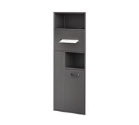 Douche en acier inoxydable avec panier et porte-brosse WC pour salle de bain (gris, 30 x 78 x 14 cm) Solution de rangement peu encombrante