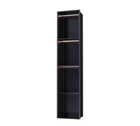 Douche en acier inoxydable noir mat avec lumière LED 4000 K chaude non dimmable Idéal pour salle de bain et cuisine Taille de rangement : 28 x 90 28 x 70 28 x 120 x 12,5 cm