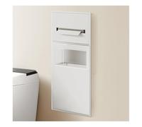 Douche encastrable en acier inoxydable avec double étagères et poubelle, support mural pour salle de bain, gris, blanc, 60 x 16,5 x 12,5 cm