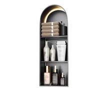 Douche Encastrable en Acier Inoxydable, LED, Applique Murale, Étagère Encastrée, Mur TV, Cuisine, Salle de Bain, Rangement pour Shampoing, Savon, Produits de Toilette