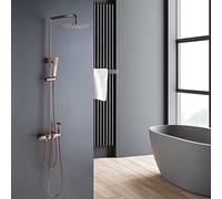 Douche Ensemble rose or thermostatique Thermostatic Murd Diverter Mixer en laiton Tapis de douche de salle de bain Ensemble avec une piste de douche de 10 * 8 pouces et une coupure de main, une