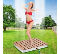 Douche Exterieur, Douche De Jardin, Douche Au Sol Extérieure,Douche de Camping Jusqu'à 4 M De Hauteur De Fontaine, Douche De Sauna avec Pédale Réglable Ronde De Ø 70,5 CM (Carré)