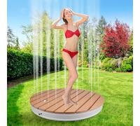 Douche Exterieur, Douche De Jardin, Douche Au Sol Extérieure,Douche de Camping Jusqu'à 4 M De Hauteur De Fontaine, Douche De Sauna avec Pédale Réglable Ronde De Ø 70,5 CM (Rond)