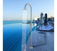 Douche extérieure autoportante robinet de douche de jardin en acier inoxydable avec pomme de douche à effet pluie et douche à main douche au bord de la piscine pour jardin arrière piscine plage