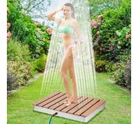 Douche extérieure pour piscine, jardin avec hauteur réglable avec roue à pied pour adultes - Antidérapante - Portable - Camping - Piscine - Sauna - Arroseur extérieur (71,1 x 55,9 cm)