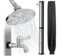 Douche Extérieure - RELAX4LIFE - 60L - Pommeau de Douche - Température MAX 60℃ - 61 Trous d'Evacuation de l'Eau - Blanc