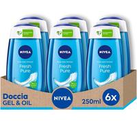 Douche Gel Fresh Pure En Lot De 6 X 250 Ml, Douche Fraîche Et Régénérante, Nettoyant Corps Gel Enrichi En Vitamine C Et E Et Minéraux Marins