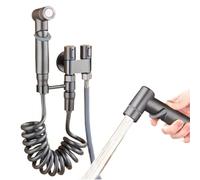 Douche hygiénique for bidet de toilette for salle de bain, pommeau de douche à double sortie, robinet d'angle d'accessoires, siège(B)