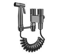 Douche hygiénique for Salle de Bain, Toilettes, Bidet, douchette à Main, Double Sortie, Robinet d'angle, Ensembles d'accessoires de Salle de Bain, Bidet, siège de Toilette(Gray)