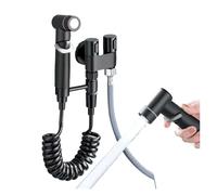 Douche hygiénique for salle de bain, toilettes, bidet, pommeau de douche, double sortie, robinet d'angle, accessoires de salle de bain, bidet, siège de toilette(Black bidet set)