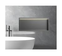 Douche LED de grande capacité en acier inoxydable - Organiseur mural encastré étanche pour salle de bain Design moderne Économie d'espace essentiel