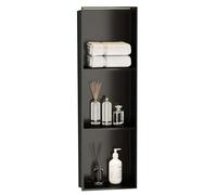 Douche murale en acier inoxydable 304 avec joint étanche, étagères à étages pour le rangement du shampooing et du savon, 120 x 28 x 12,5 cm, salle de bain moderne