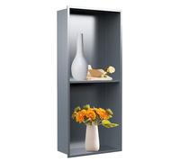 Douche murale en acier inoxydable - 70 x 28 x 12 cm - Rangement mural carré - Double étagère de salle de bain - Durable et élégant - Gris