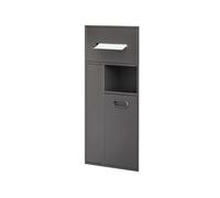 Douche murale en acier inoxydable avec brosse WC et panier Solution de rangement pour salle de bain Noir 30 x 65 x 14 cm