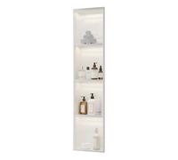 Douche murale en acier inoxydable avec lumière LED - Étagère de rangement intégrée pour salle de bain - Pas besoin de carrelage - Blanc - 120 x 28 x 12,5 cm - Design moderne et solution peu