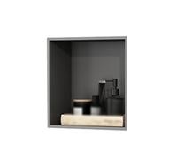 Douche murale moderne en acier inoxydable pour bouteilles de shampooing et de savon, 31,8 x 31,8 x 10,2 cm, rangement élégant de salle de bain, installation facile et design durable