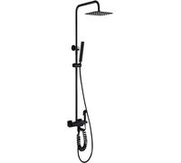 Douche noire mate, ensemble de douche de douche de pluie de salle de bain en laiton ensemble de douche murale de douche murale, corps de soupape rugueux et garniture incluse, 8 pouces (taille: 8