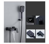 Douche Numérique, Ensemble de douche numérique salle bain ， mitigeur baignoire cascade robinet gris pistolet chaud et froid à température constante(Hot cold black)