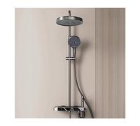 Douche Numérique, Système de douche numérique, ensemble robinet à affichage température salle bain intelligent, bidet for mélangeur Rainlfall(Grey Round Shower)