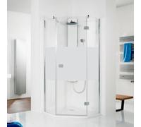 Douche pentagonale HSK Premium Softcube en 3 parties, avec 1 porte pivotante, dimensions : 90 x 90 x 200 cm, butée droite, 6860090-R-41-50edelglas, Cabines de douche: Aspect chromé : ESG clair avec ve