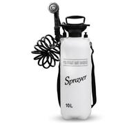Douche portable, douche de camping portable, douches de camping blanches 10 L avec pistolet pulvérisateur à 10 fonctions et tuyau 9, 84 pieds, idéales pour la randonnée en plein air, l