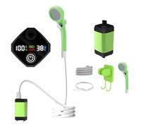 Douche portable pour camping, pulvérisateur de voyage rechargeable, pompe extérieure étanche, écran d'affichage LED, 3 buses de mode de pulvérisation, design compact de transport, parfait pour le